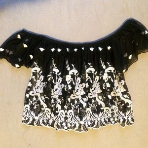 Off shoulder embroidered top